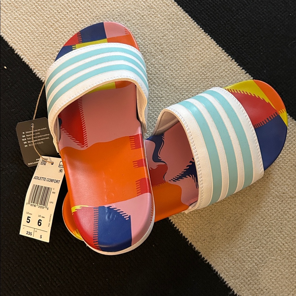 Adidas Colorful Striped Slide Sandals - Picture 3 of 4